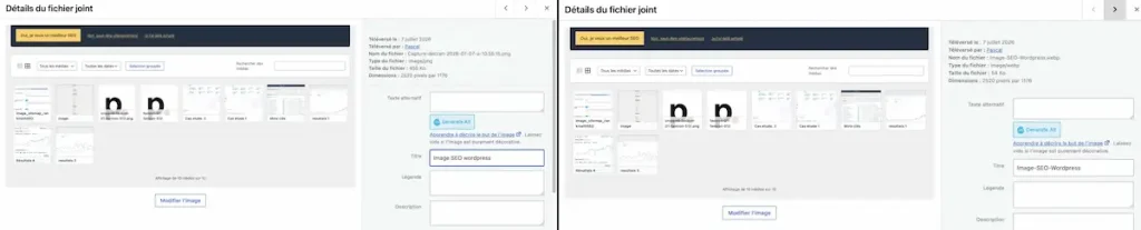 Image compressé vs non compressé