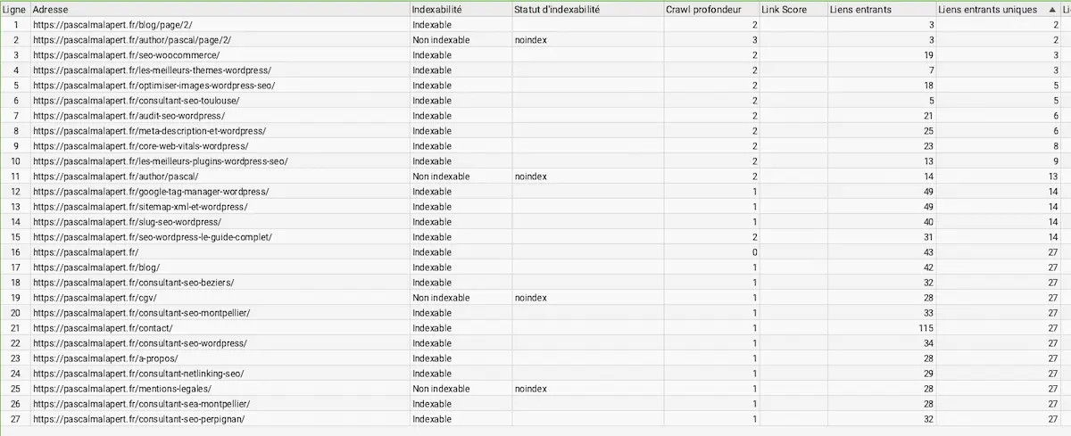 rapport liens screamingfrog